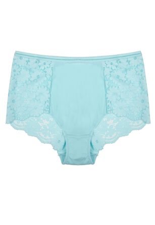 Womens Turquoise Lily Floral Lace Full Briefs