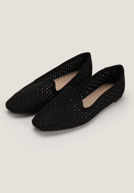 Womens Black Cut Out Loafers