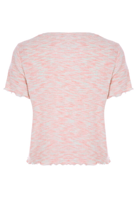 Womens Pink Space Dye Printed Top