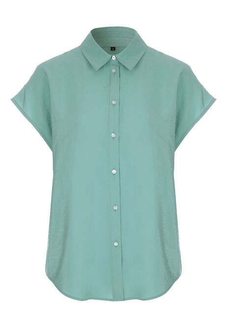 Womens Plain Sage Button Down Shirt