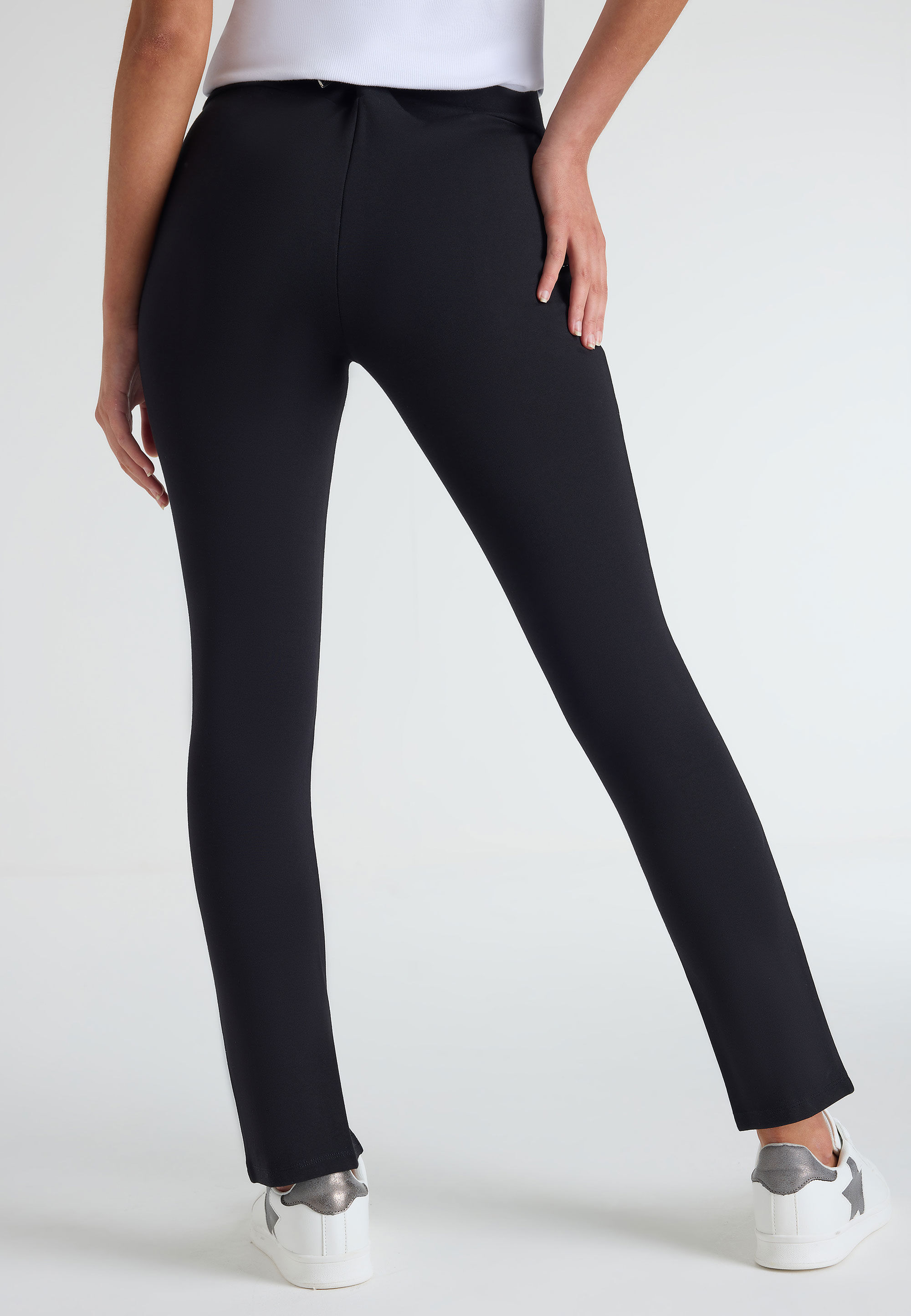 Womens Black Ponte Front Split Leggings Peacocks