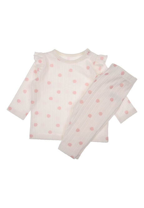Baby Girl Cream & Pink Spot 2 Piece Cosy Set