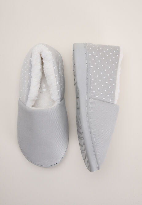 Womens Grey Fur Lined Slippers