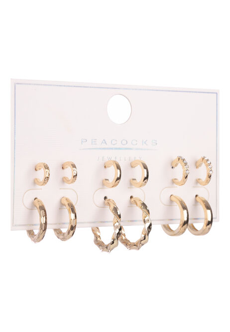 Womens 6pk Gold Mini Hoop Earrings
