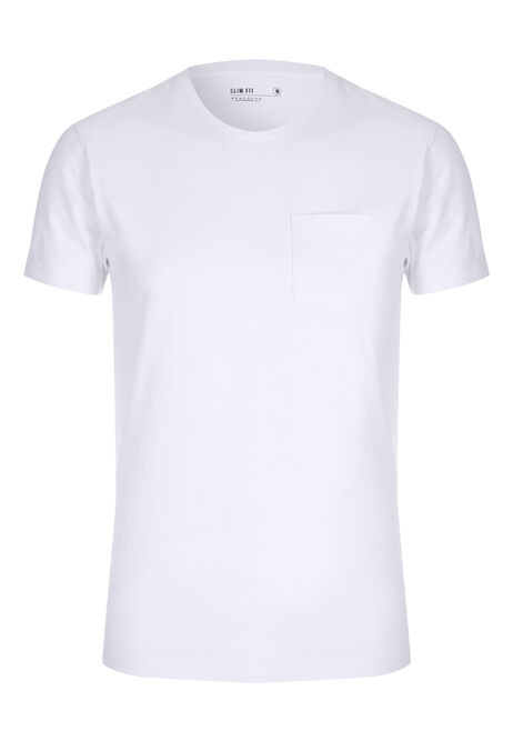 Mens White Slim Fit Pocket T-Shirt