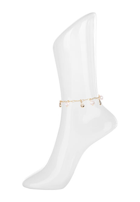 Womens Gold and Pearl Drop Anklet