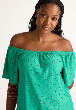 Womens Green Crochet Gypsy Top