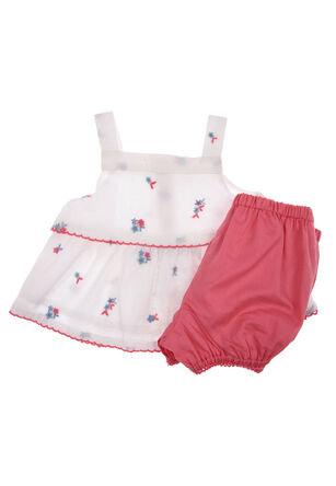 Baby Girls White Floral Top & Shorts Set