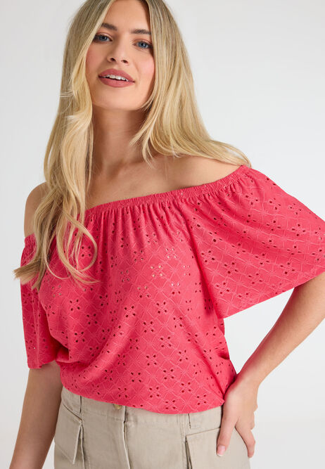 Womens Pink Crochet Gypsy Top