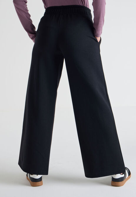 Womens Black Wide Leg Graphic Joggers