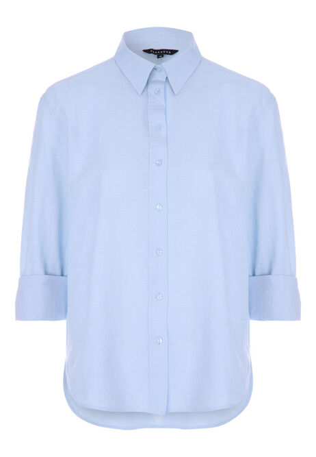 Womens Blue Plain Casual Shirt