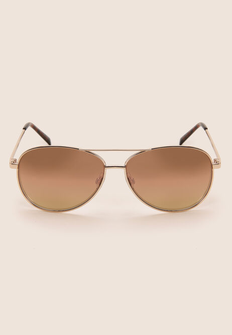 Womens Gold Tortoiseshell Aviator Sunglasses