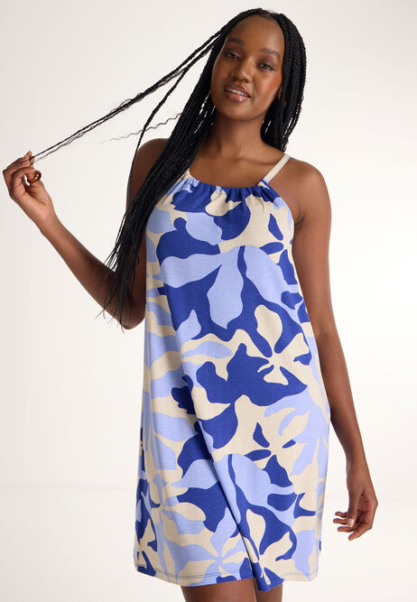Womens Blue Jersey Beach Dress