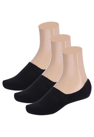 Mens 3pk Black Cushioned Square Front Footlets