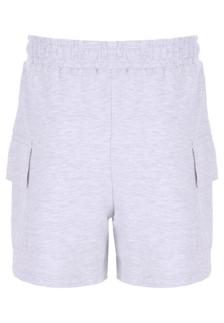 Older Girls Grey Marl Cargo Sweat Shorts