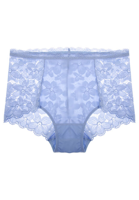 Womens Light Blue High Waisted Lace Brief 