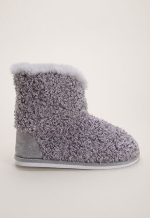 Womens Grey Sparkle Slouch Slipper Boots