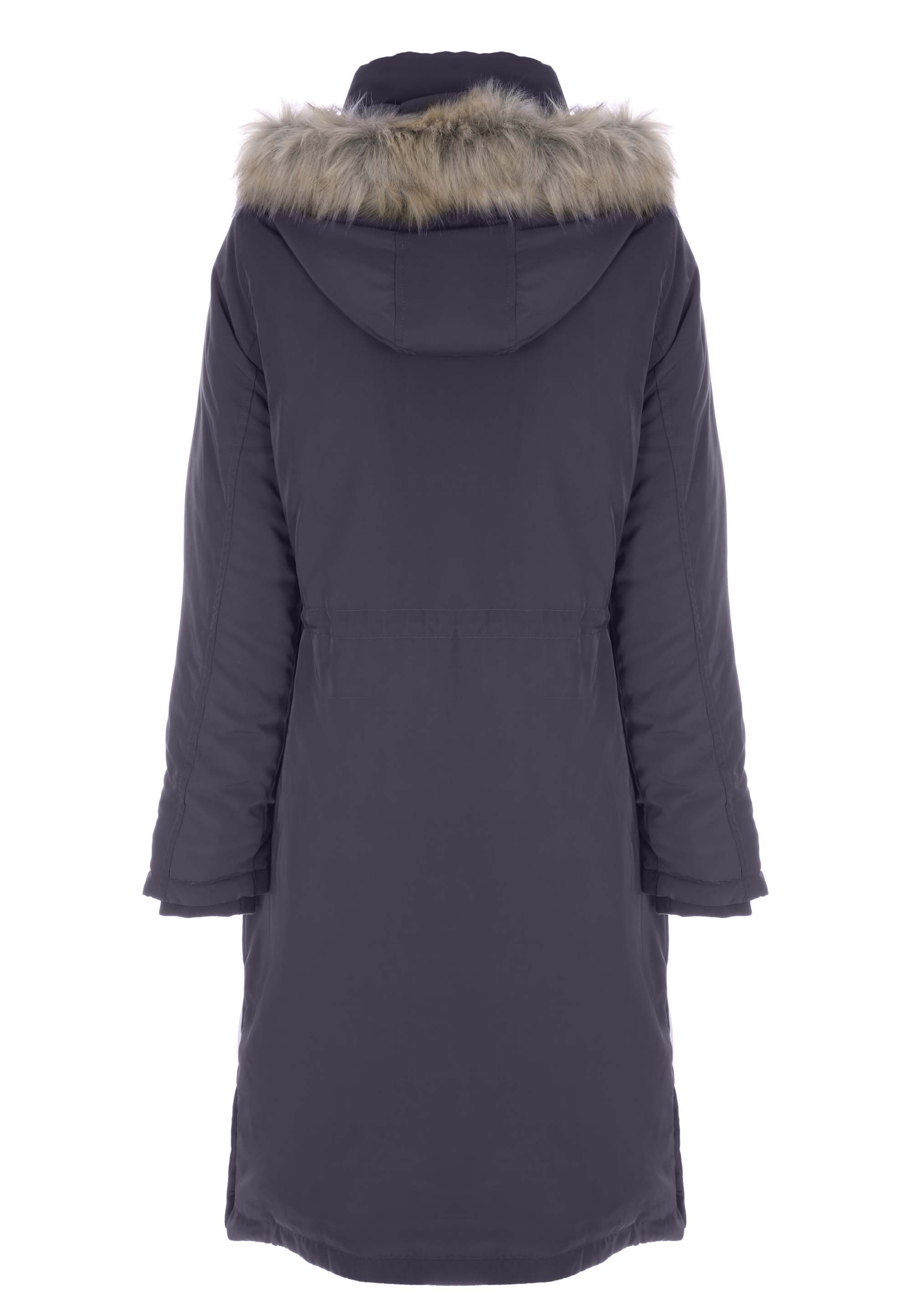 Womens Grey Mid Length Parka Coat Peacocks
