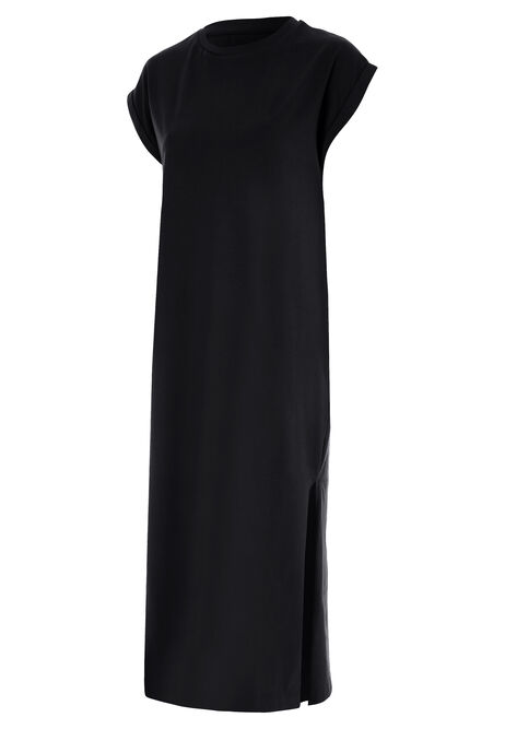 Womens Black T-shirt Midi Dress