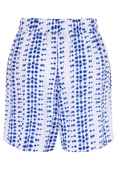 Womens Blue & White Dot Print Shorts
