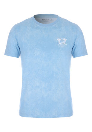 Mens Spray Design Blue T-Shirt 