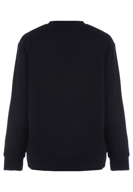 Womens Black Western Trim Sweatshirt
