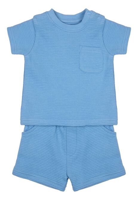 Baby Boys Blue Textured T-Shirt and Short Set