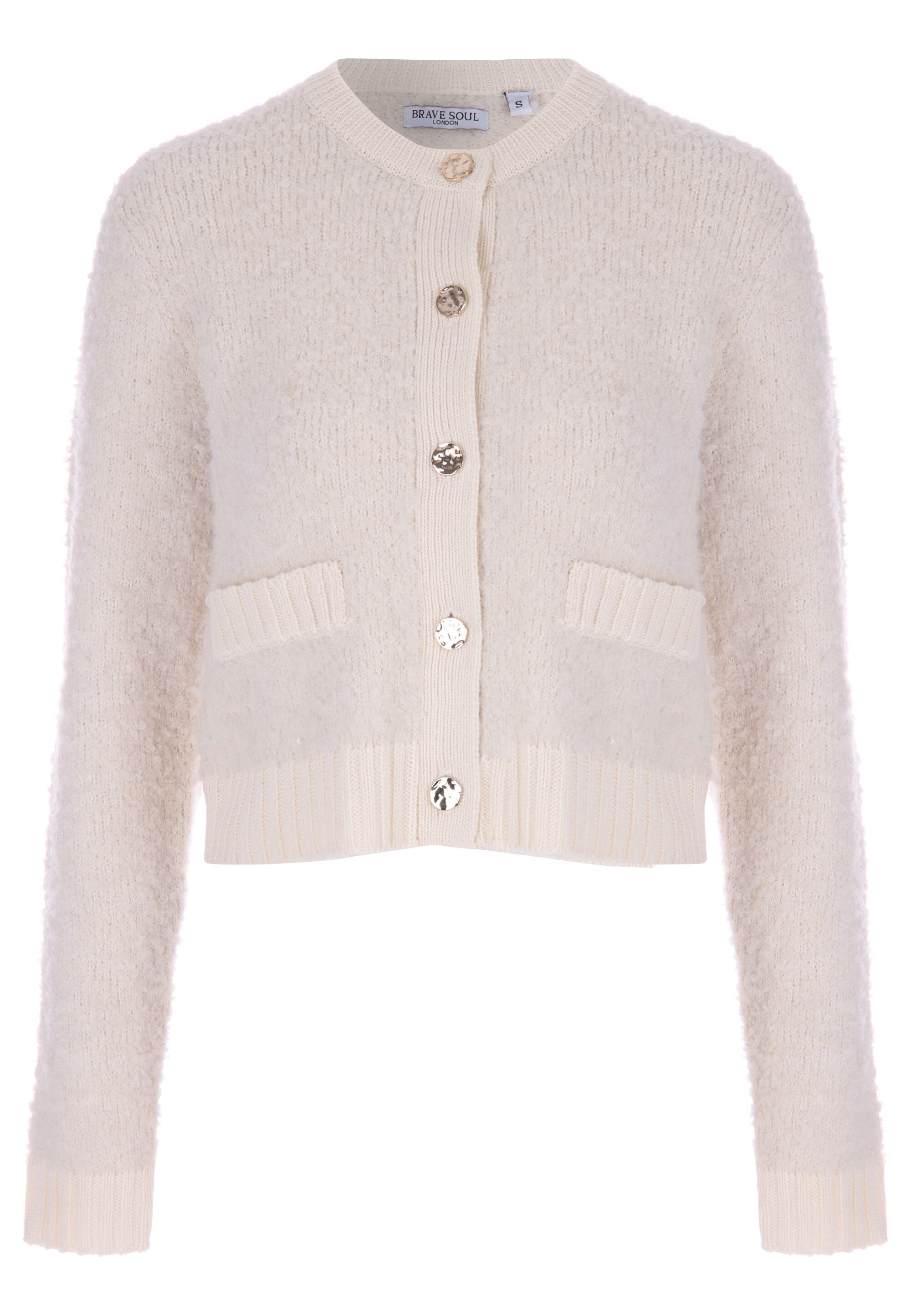 Womens Cream Boucle Short Cardigan Peacocks
