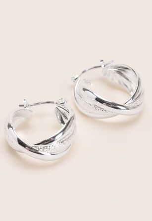 Womens Silver Triple Hoop Earrings