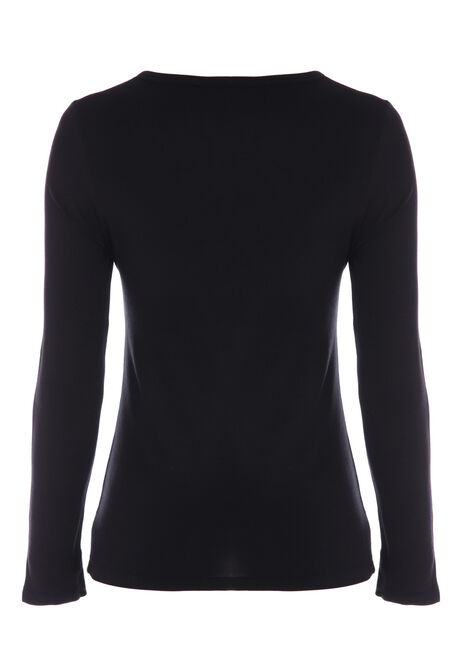 Womens Plain Black Long Sleeve Thermal Top
