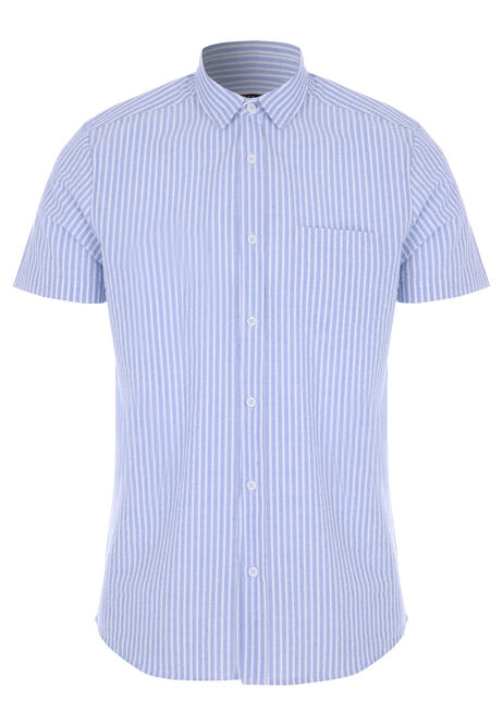 Mens Blue and White Vertical Stripe Shirt