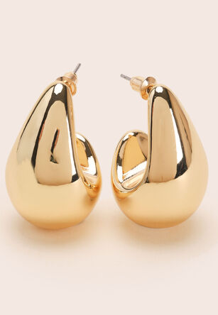 Womens Gold Large Teardrop Earrings