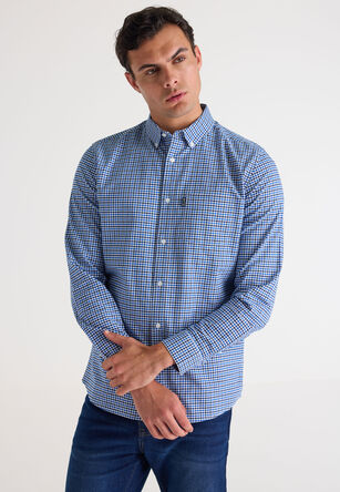 Mens Blue Check Oxford Shirt