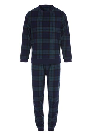Boys Dark Green Check Print Fleece Pyjama Gift Set