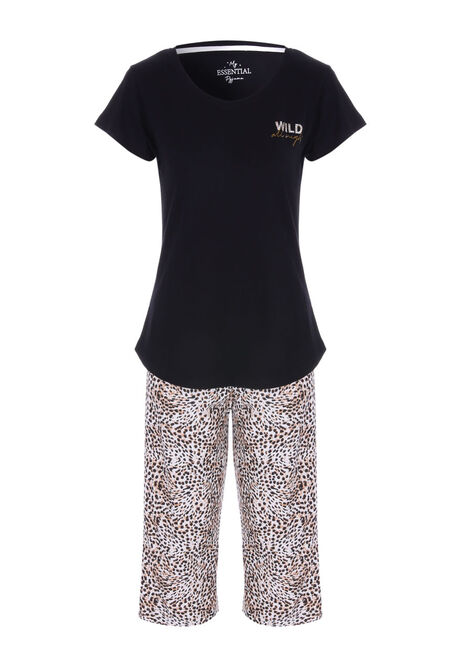 Womens Black Leopard Wild All Night Pyjama Set