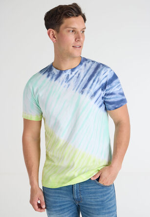 Mens Blue Tie-Dye Print T-shirt
