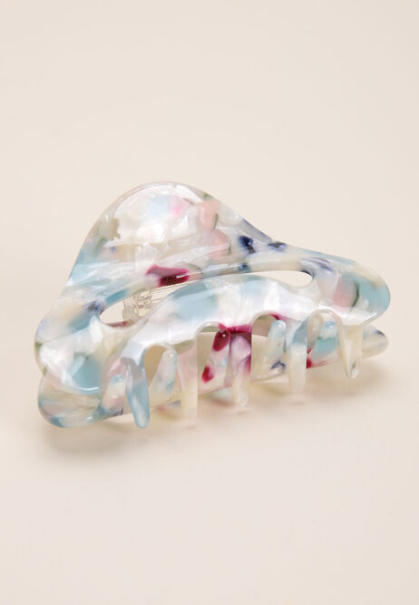 Womens Cream Patterned Semi Circle Claw Hair Clip