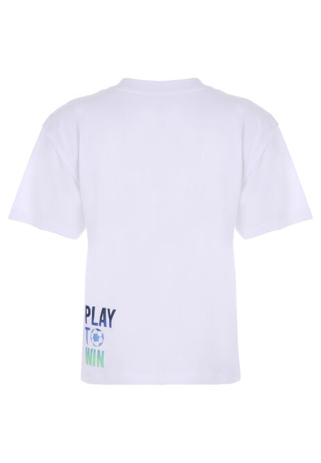 Older Boys White Football Graphic T-shirt