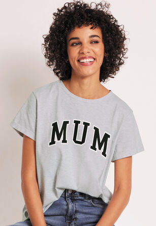 Womens Grey Mum Slogan T-shirt