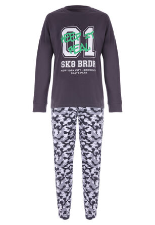 Older Boys Charcoal Camo Pj Set
