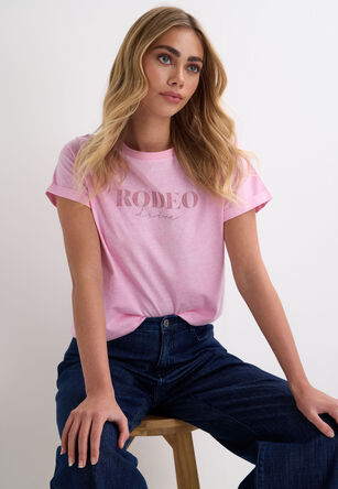 Womens Pink Rodeo Drive Slogan T-shirt