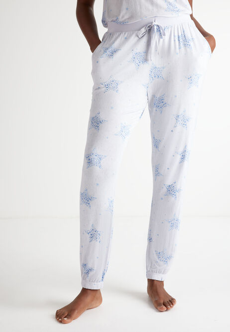 Womens Light Grey Star Pyjama Bottoms 