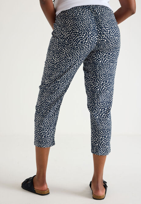 Womens Navy Polka Dot Relaxed Fit Trousers