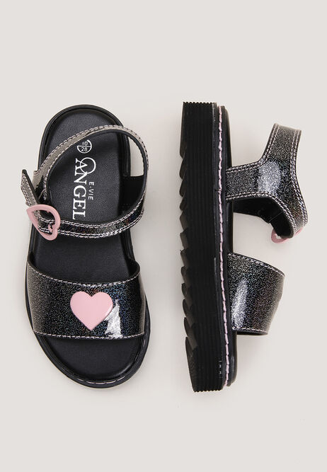 Younger Girl Black Heat Platform Sandal