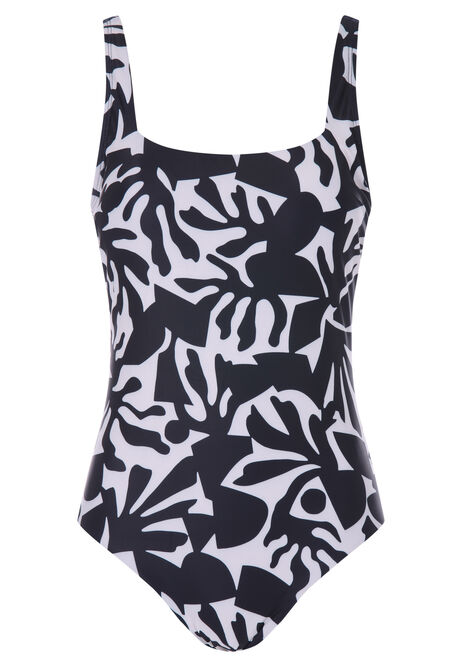 Womens Black Abstract Swimsuit
