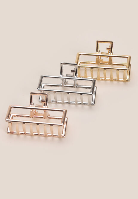 Womens 3pk Mini Square Claw Clips