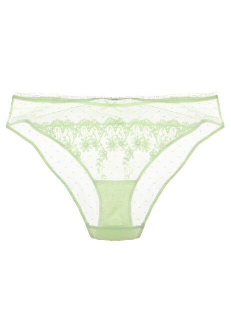 Womens Lime Embroidered Lace Briefs