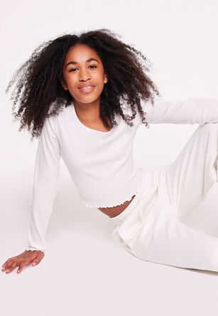 Older Girls Cream Scoop Neck Top