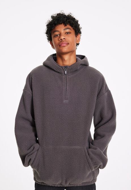 Older Boys Charcoal Fleece Borg Hoody