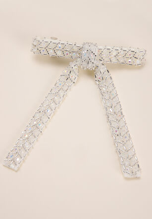 Womens Cream Bead Bow Hair Slide